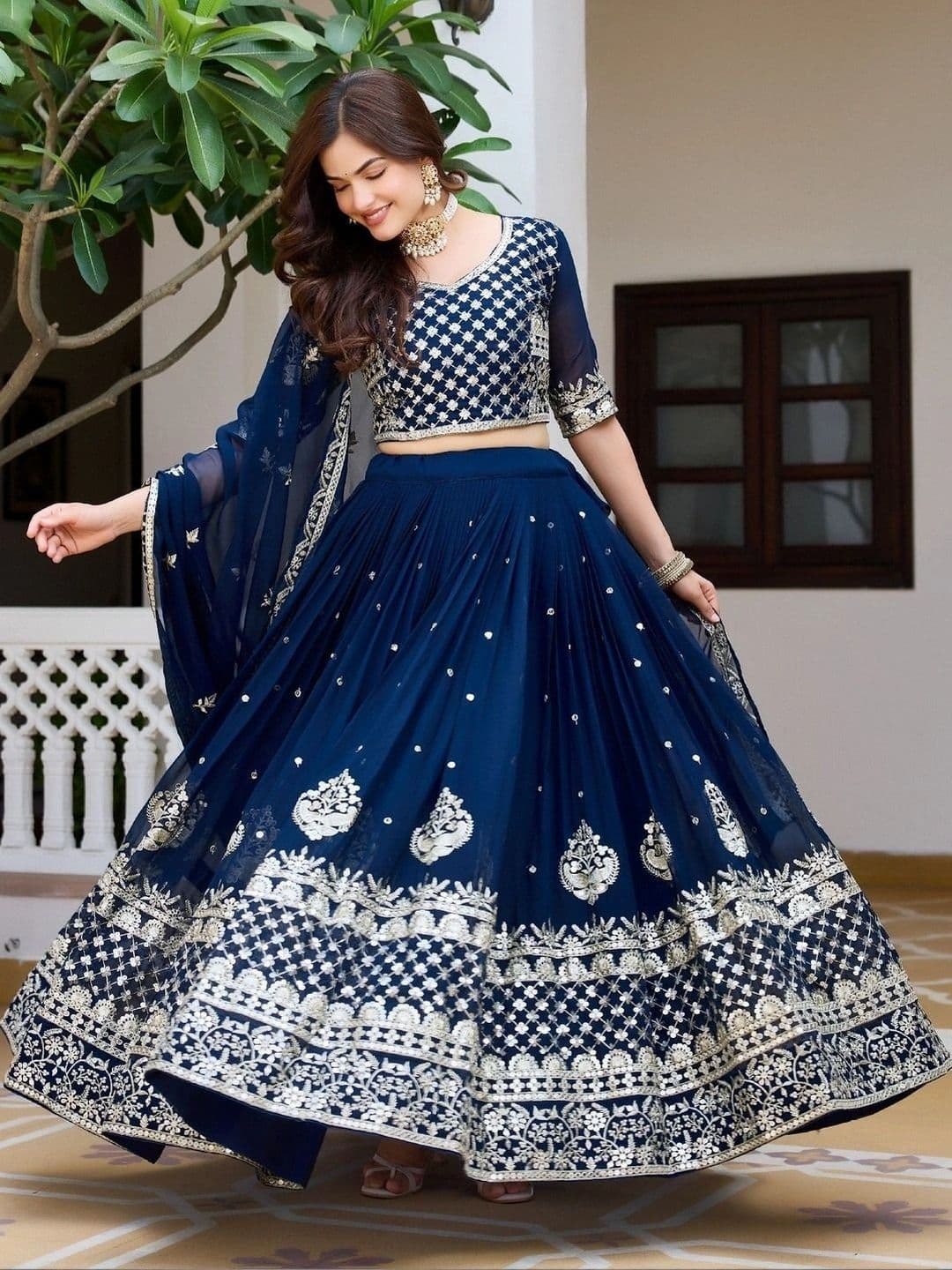 Shree Ram Creation Embroidered Ready to Wear Lehenga & Blouse With Dupatta thumbnail 6