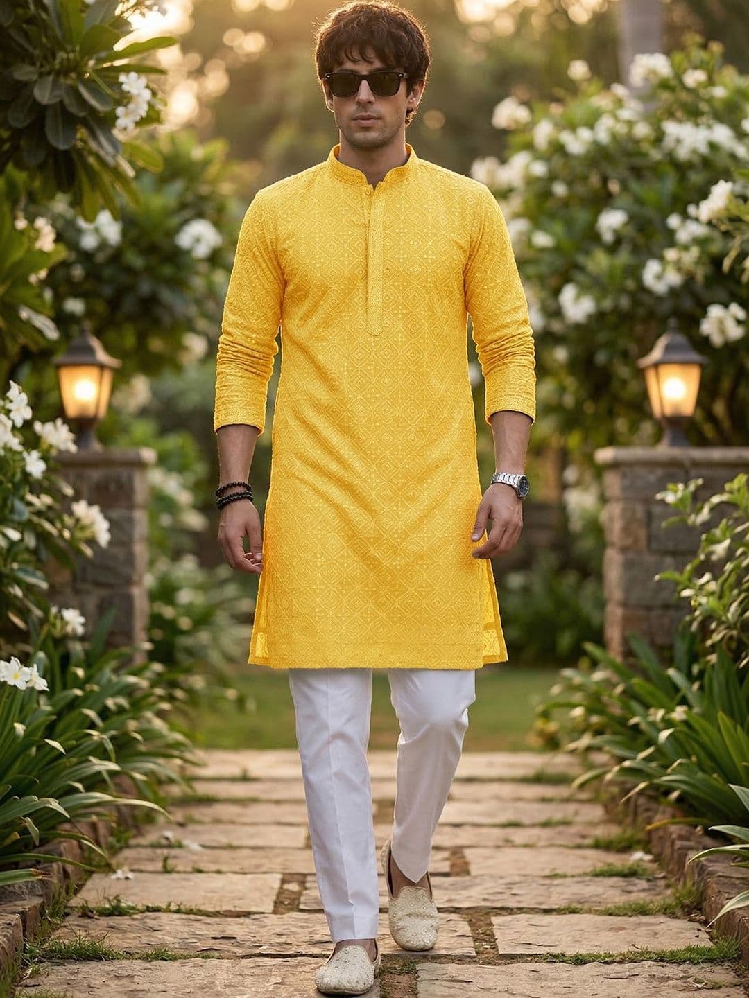 Anouk Men Embroidered Thread Work Kurta - view 1