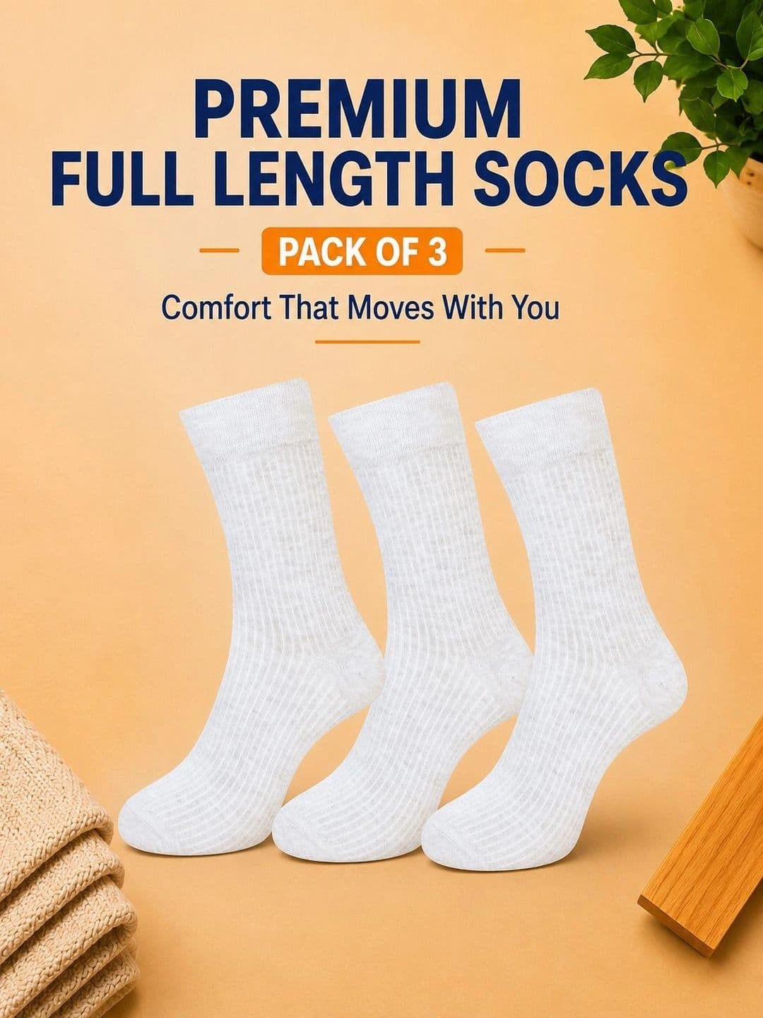 ADDOSSO Men Pack of 3 Cotton Assorted Striped Calf Length Socks thumbnail 5