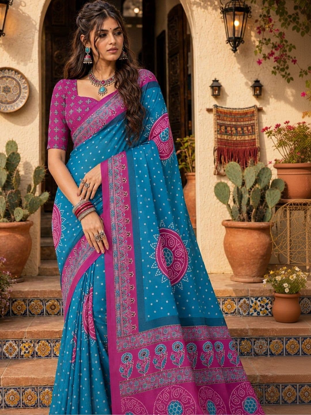 NIWAA Bandhani Silk Blend Bandhani Saree - view 1