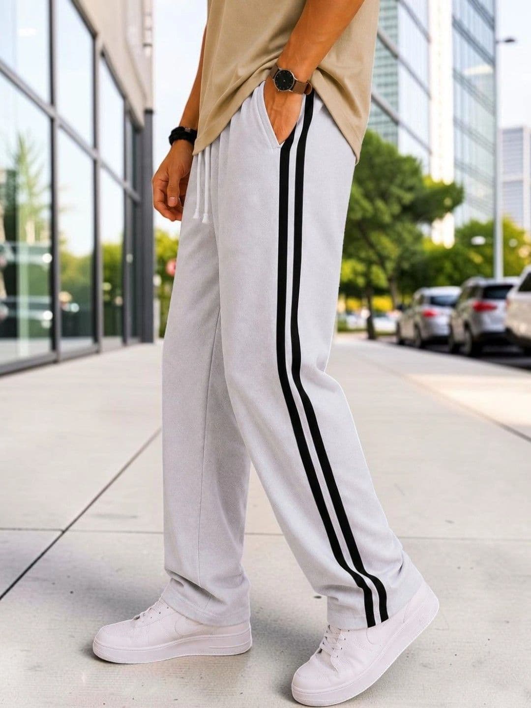 MOJAMEDI Men Straight Fit Striped Training Track Pants thumbnail 2