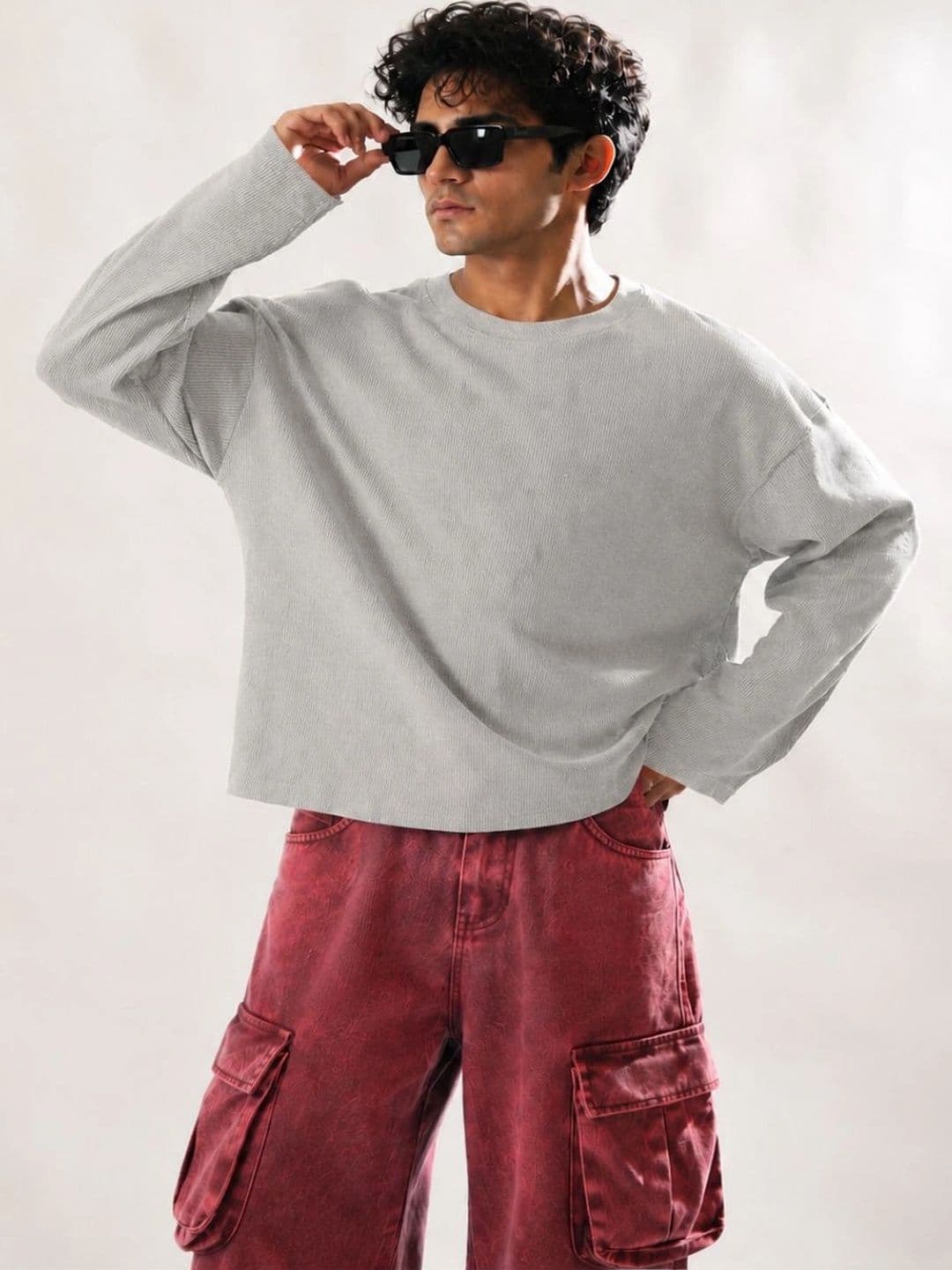 BEOVER Men Boxy Fit Solid Grey T-shirt - view 1