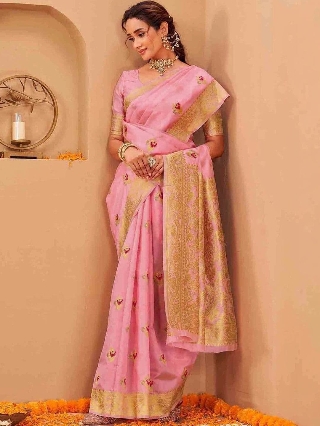 KALINI Woven Design Zari Art Silk Fusion Saree thumbnail 3