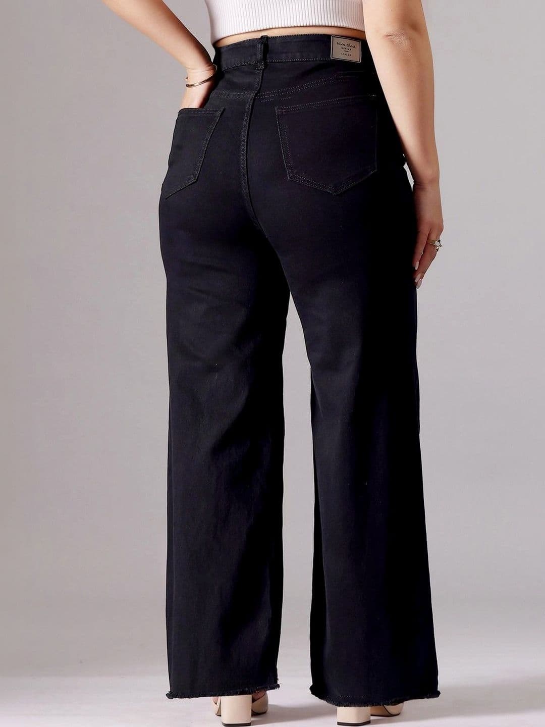 Miss Chase A+ Women Wide Leg High-Rise Heavy Fade Cuffed Hem Stretchable Jeans thumbnail 5