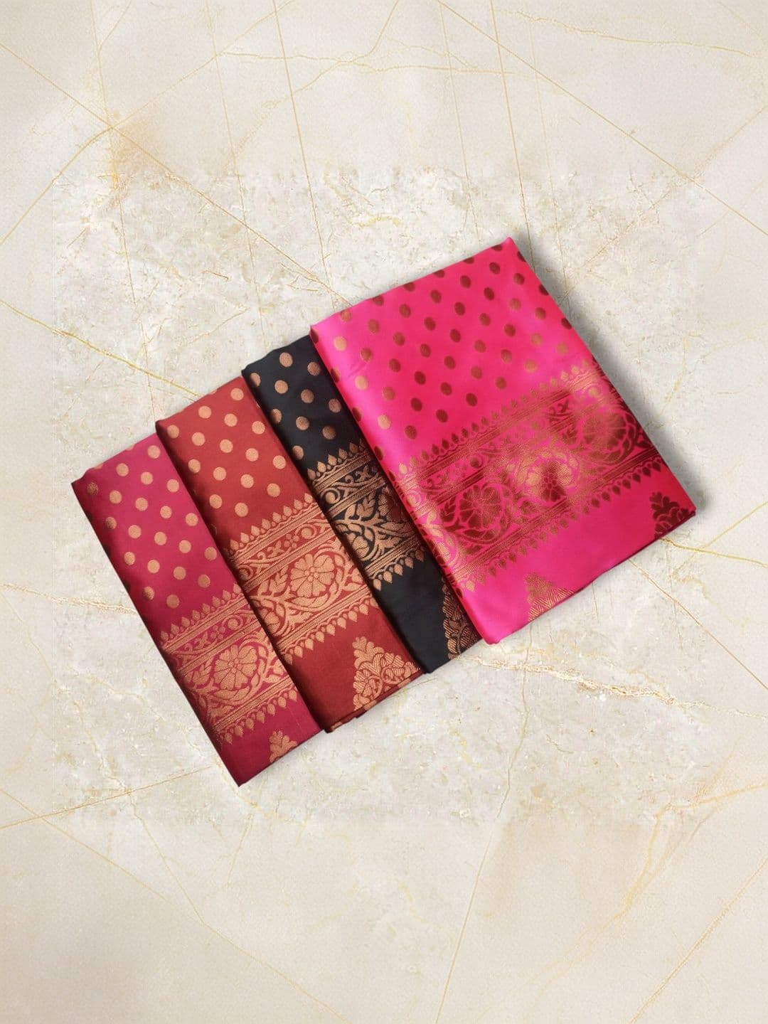 Milvia Polka Dot Zari Silk Blend Designer Kanjeevaram Saree thumbnail 5