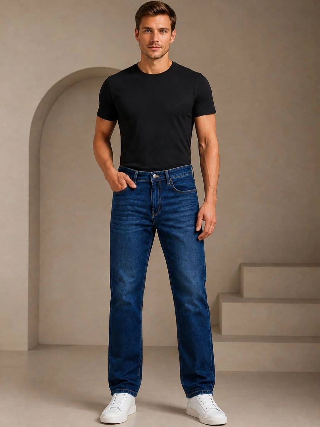 ZUSH Men Straight Fit Mid-Rise Low Distress Stretchable Jeans thumbnail 4