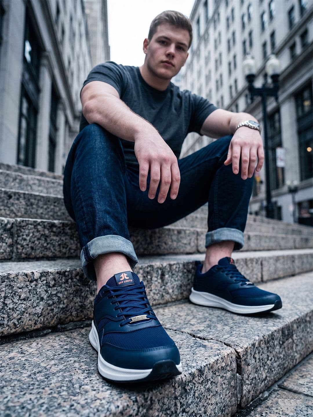 OFF LIMITS Men Blue Textured Lace-Up Mesh Running Sports Shoes thumbnail 6
