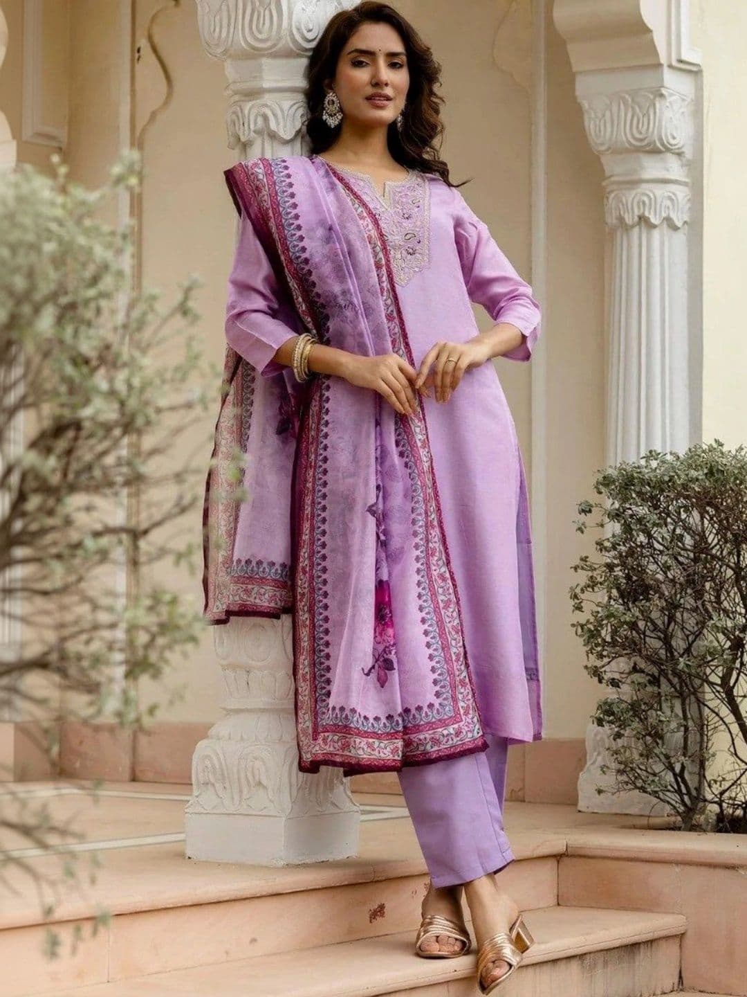 LeeliPeeri Designer Women Ethnic Motifs Embroidered Regular Thread Work Kurta with Trousers & With Dupatta thumbnail 3
