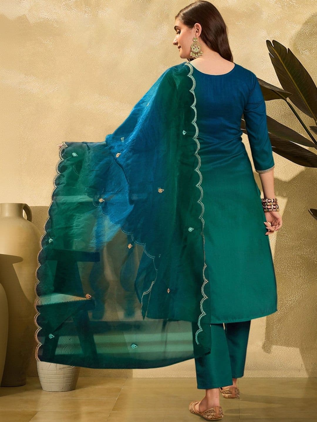 LeeliPeeri Designer Women Ethnic Motifs Embroidered Regular Thread Work Kurta with Trousers & With Dupatta thumbnail 3