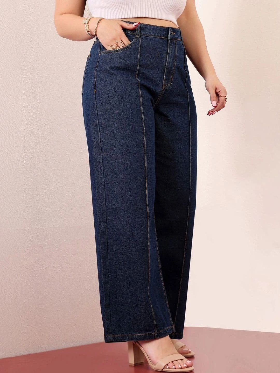 Miss Chase A+ Women Wide Leg High-Rise Heavy Fade Jeans thumbnail 3