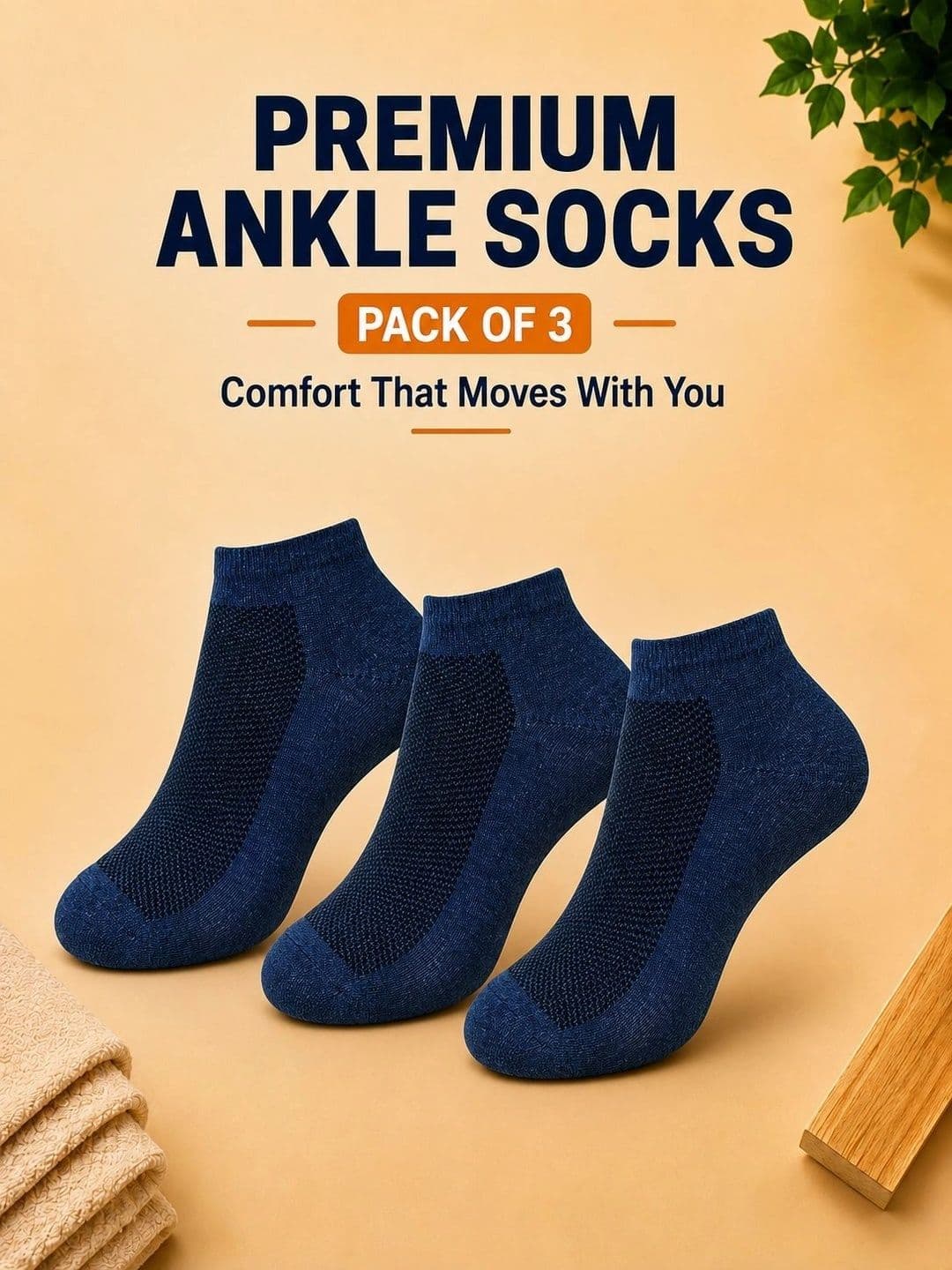 ADDOSSO Men Pack of 3 Cotton Assorted Patterned Ankle Length Socks thumbnail 3