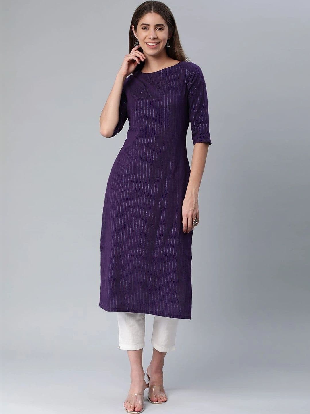 Anouk Women Striped Kurta thumbnail 3