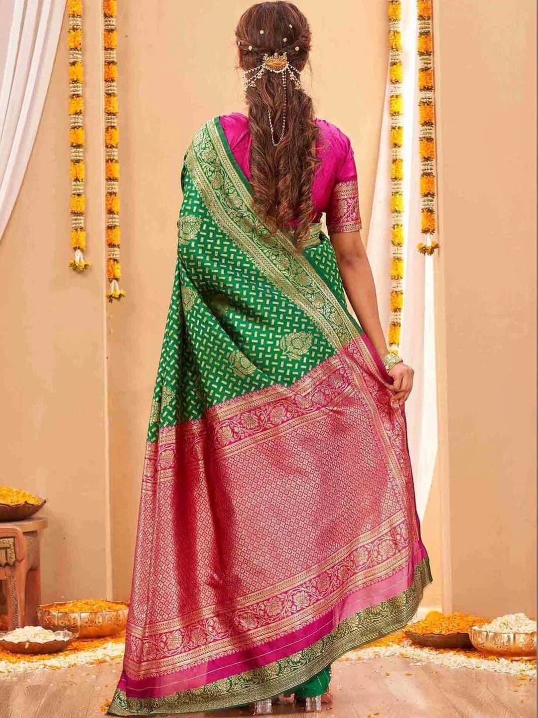 KALINI Woven Design Zari Art Silk Fusion Saree thumbnail 2