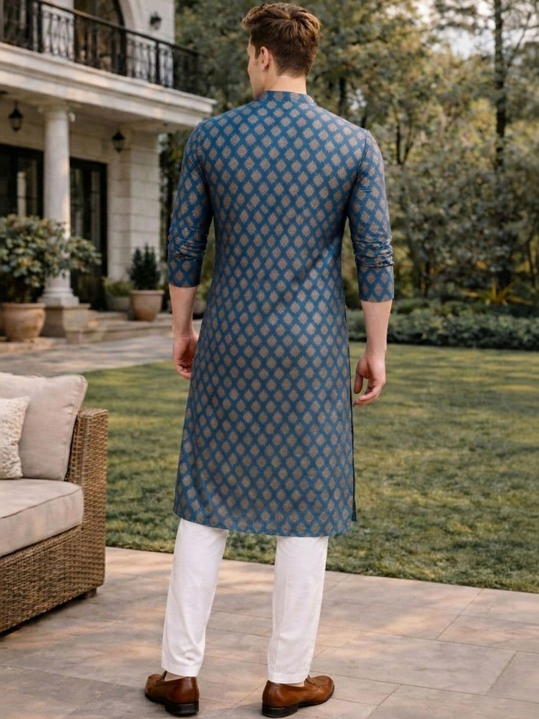 Anouk Printed Band Collar Straight Long Kurta thumbnail 6