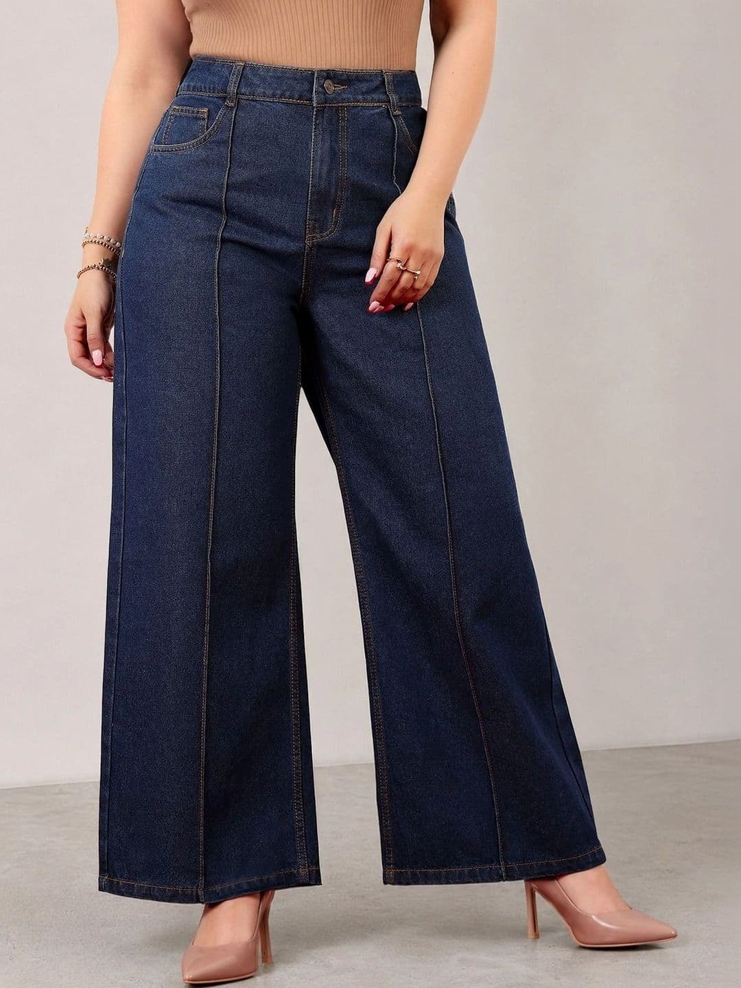 Miss Chase A+ Women Wide Leg High-Rise Heavy Fade Jeans thumbnail 4