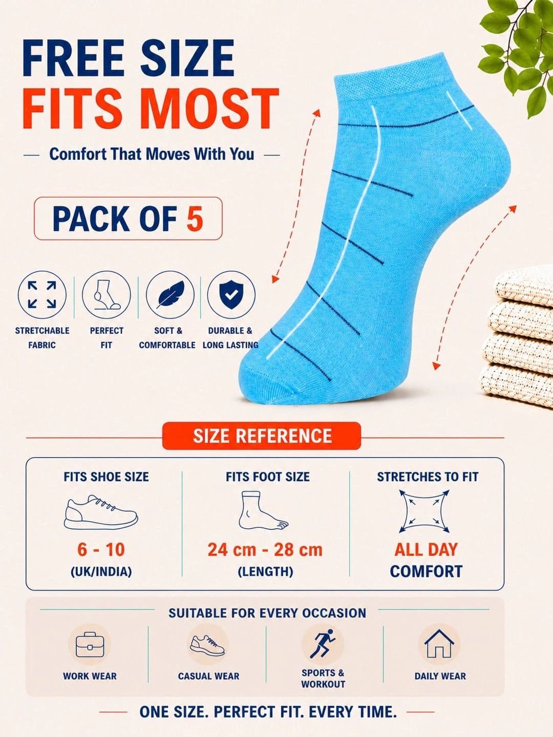 ADDOSSO Men Pack of 5 Cotton Assorted Checked Ankle Length Socks thumbnail 5