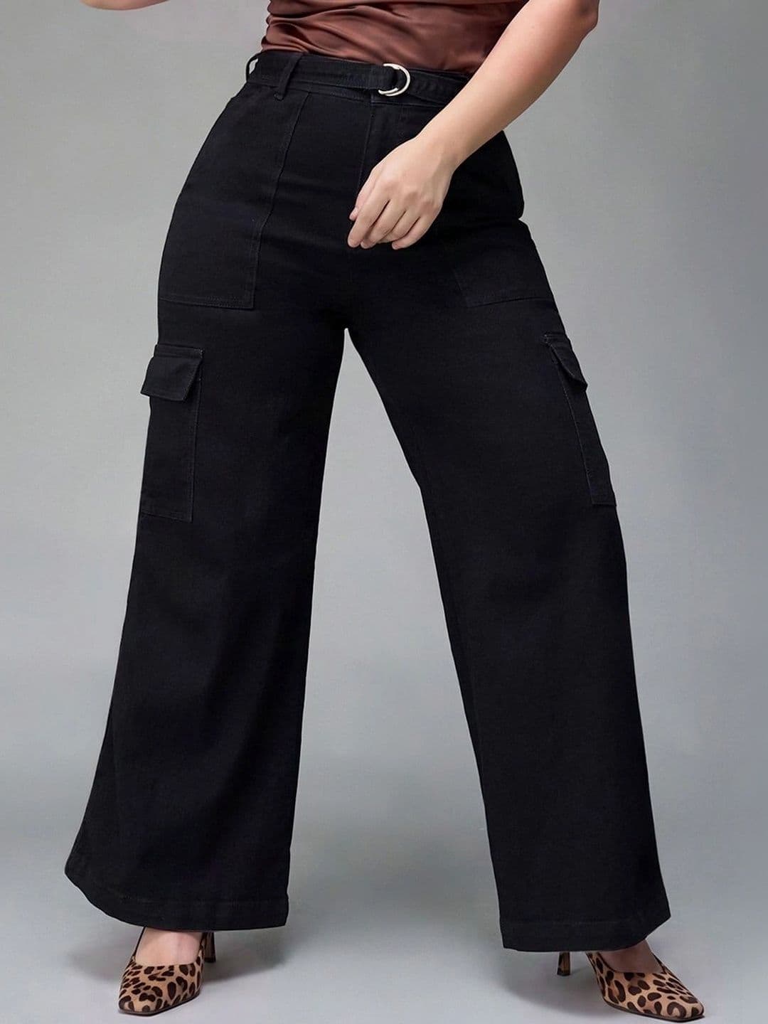 Miss Chase A+ Women Wide Leg High-Rise Heavy Fade Coated Stretchable Jeans - view 1
