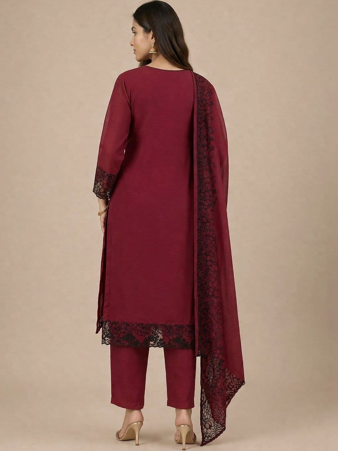 Hare Krishna enterprises Women Ethnic Motifs Embroidered Thread  Kurta with Trousers thumbnail 6