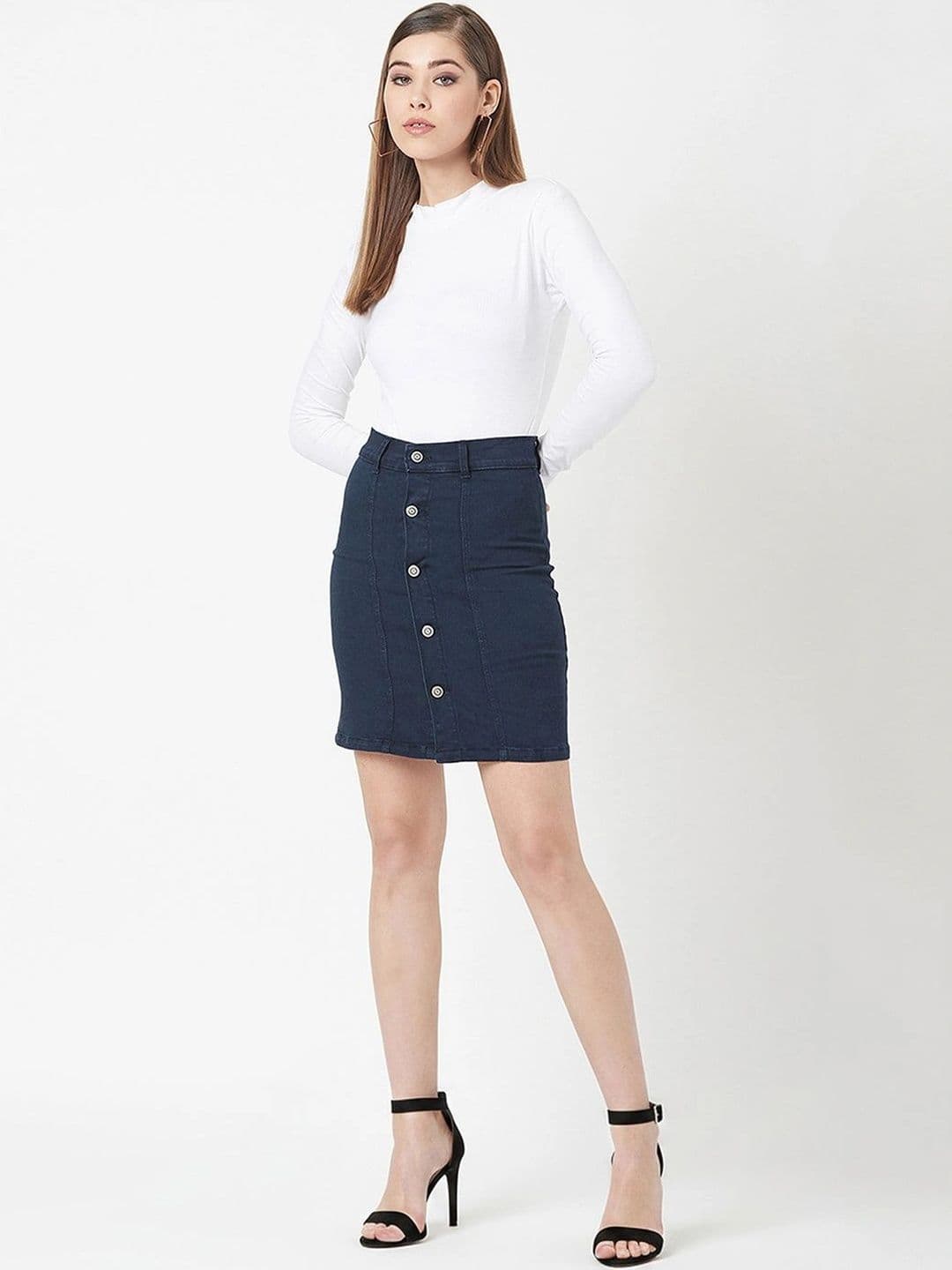 Chemistry Women Denim Above Knee Straight Skirt thumbnail 4