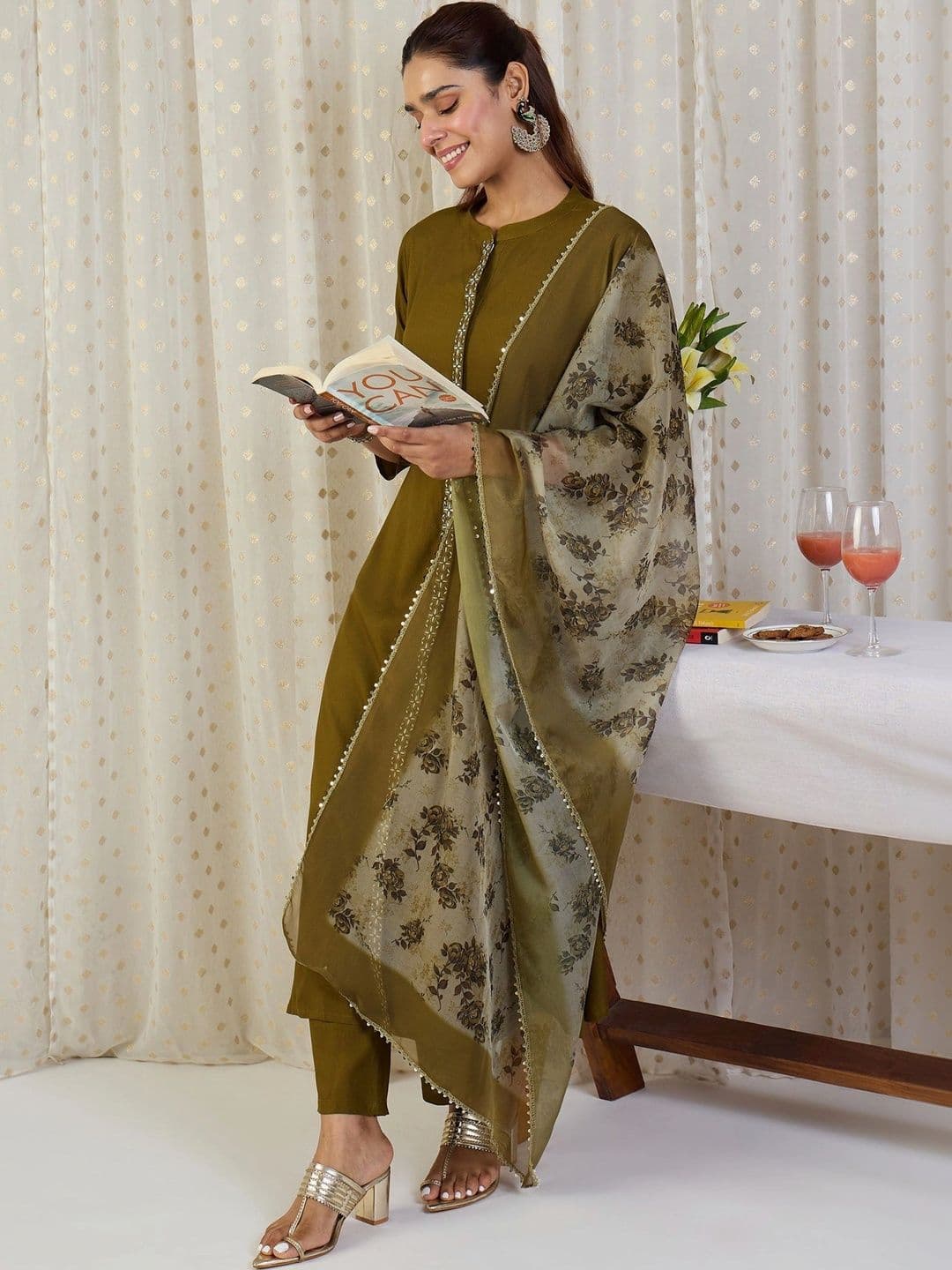 LeeliPeeri Designer Women Ethnic Motifs Regular Kurta with Trousers & With Dupatta thumbnail 3