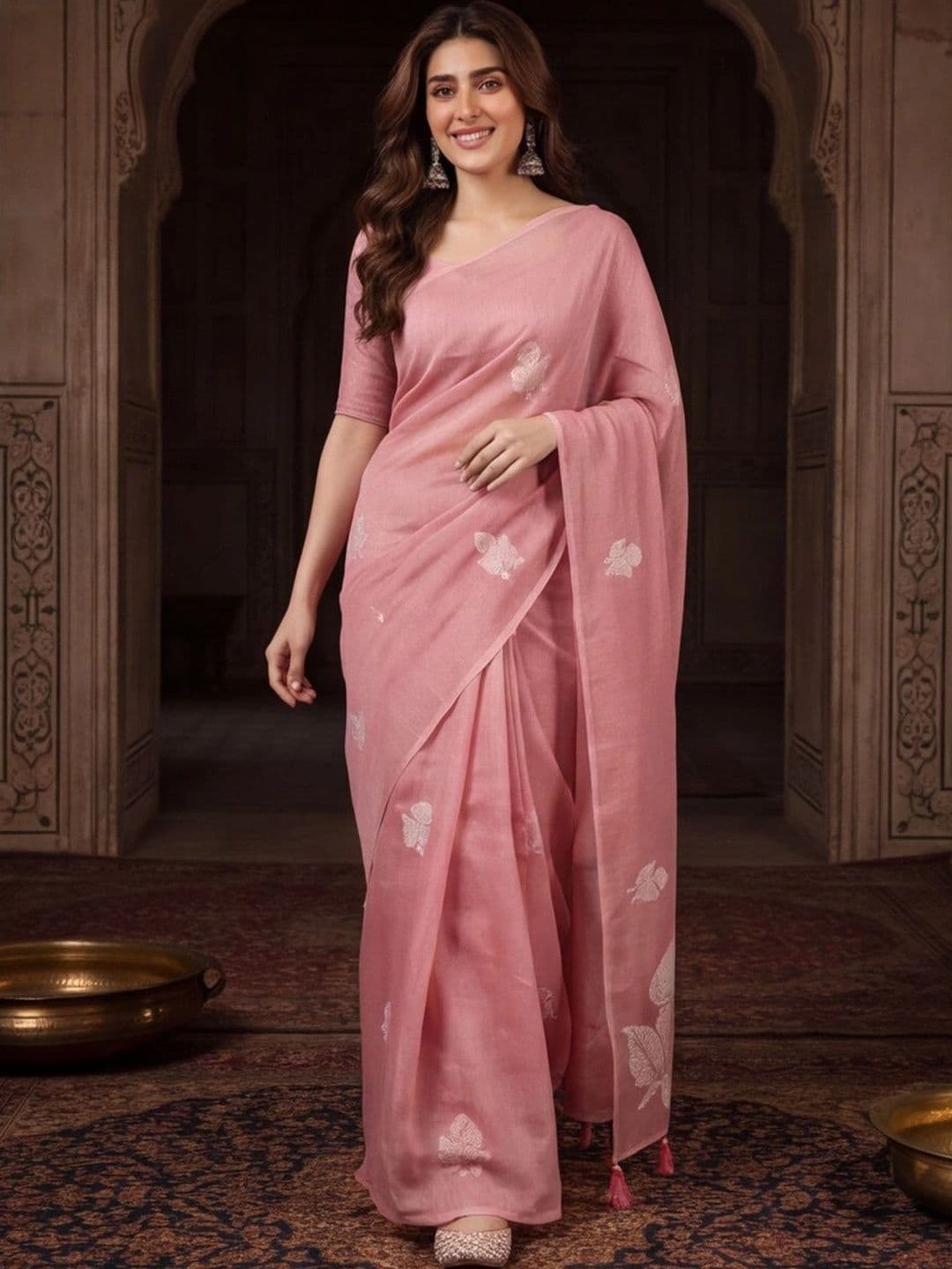 Mitera Floral Zari Silk Cotton Fusion Banarasi Saree - view 1