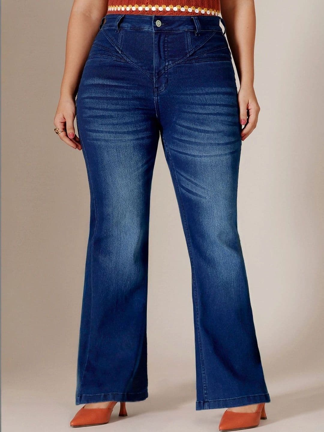 Miss Chase A+ Women Bootcut High-Rise Low Distress Light Fade Stretchable Jeans - view 1