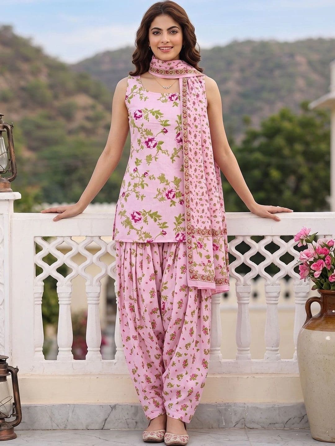 KALINI Women Floral Printed Regular Pure Cotton Kurta with Patiala & With Dupatta thumbnail 7