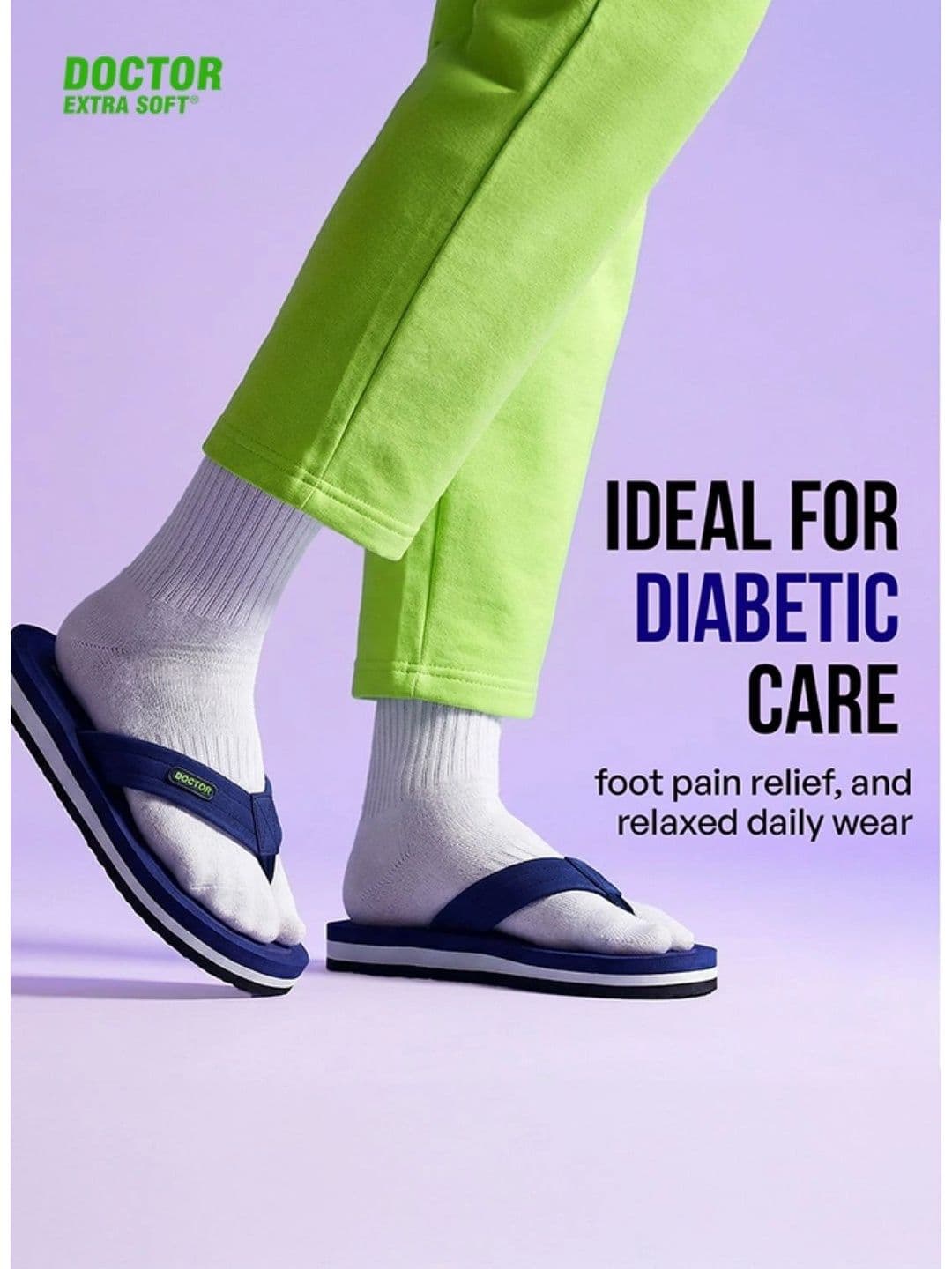 DOCTOR EXTRA SOFT Men Non-Allergenic Sweat Wicking Anti-Skid Thong Flip-Flops thumbnail 3