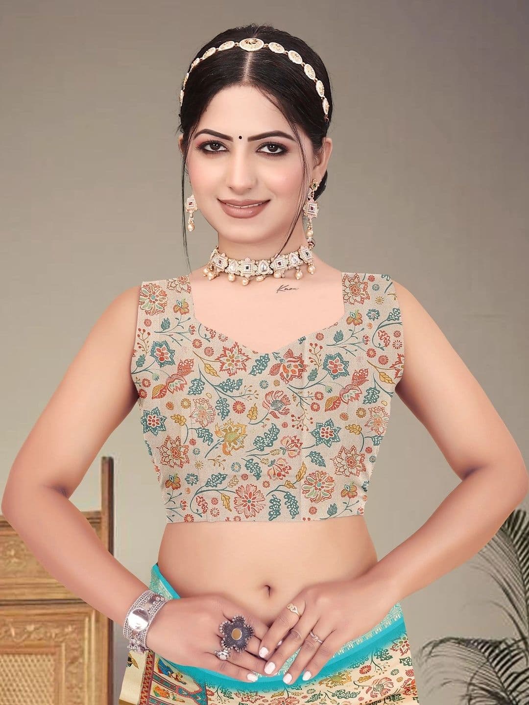 VS MALL Floral Silk Cotton Saree thumbnail 2