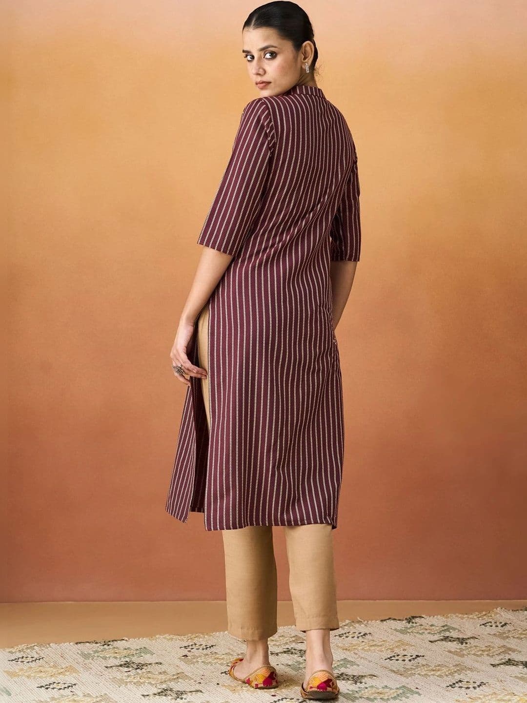 Anouk Women Striped Kurta thumbnail 2