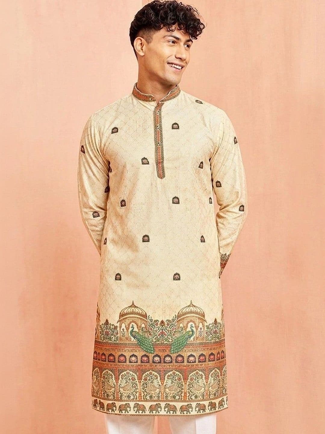 VELKYNOX Men Ethnic Motifs Printed Kurta thumbnail 5