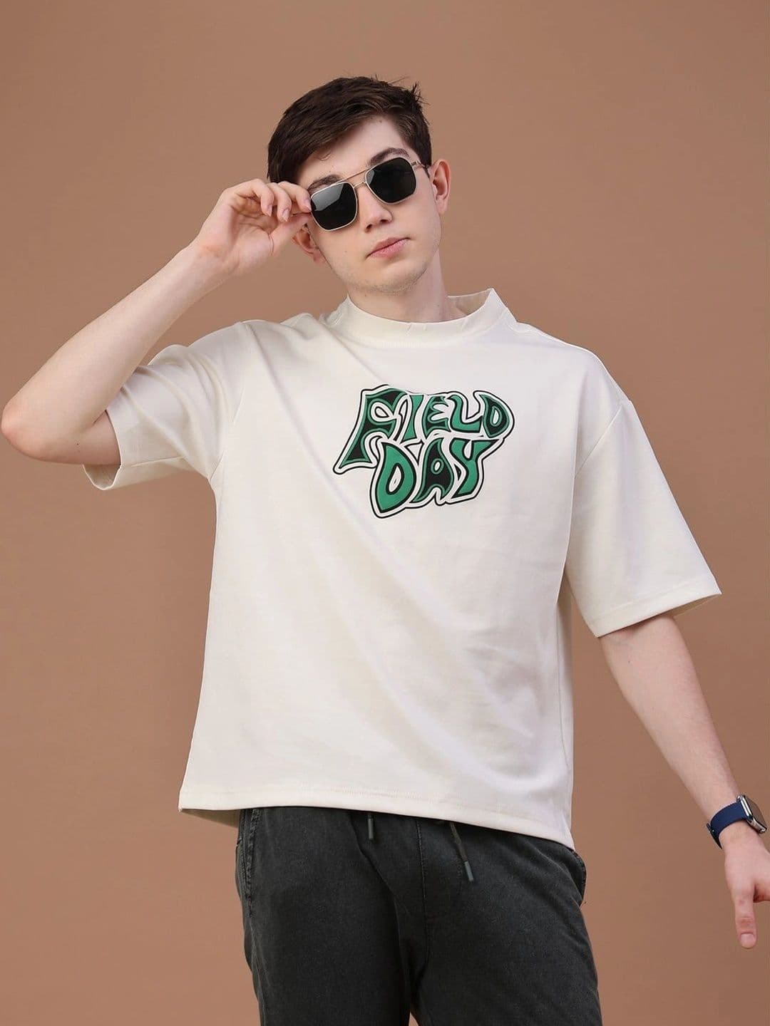 V-Mart Men Typography Printed High Neck T-shirt thumbnail 2