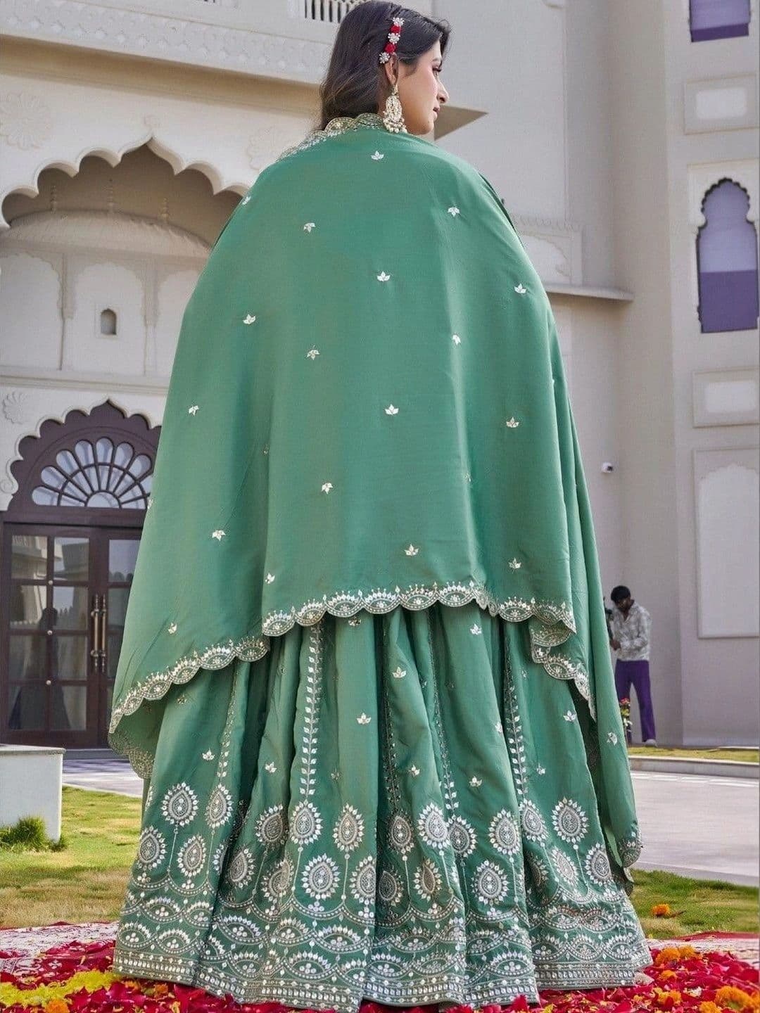 Shree Ram Creation Women Mirror Work Ready to Wear Lehenga & Blouse With Dupatta thumbnail 4