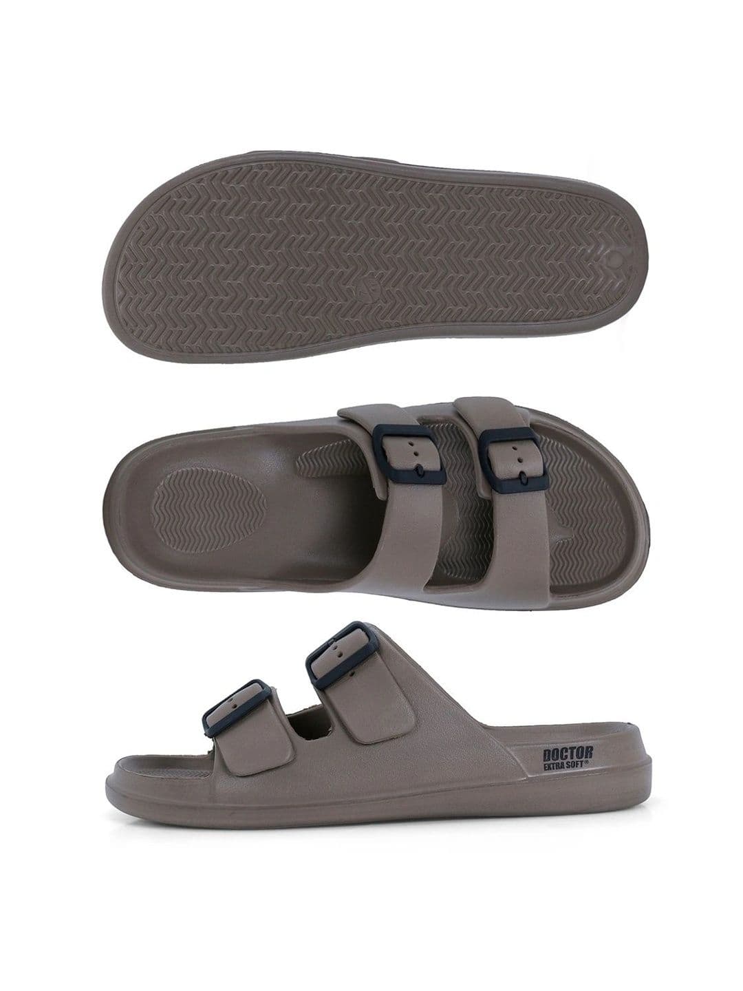 DOCTOR EXTRA SOFT Men Classic Cushion Lightweight Rubber Sliders With Buckle Detail thumbnail 2