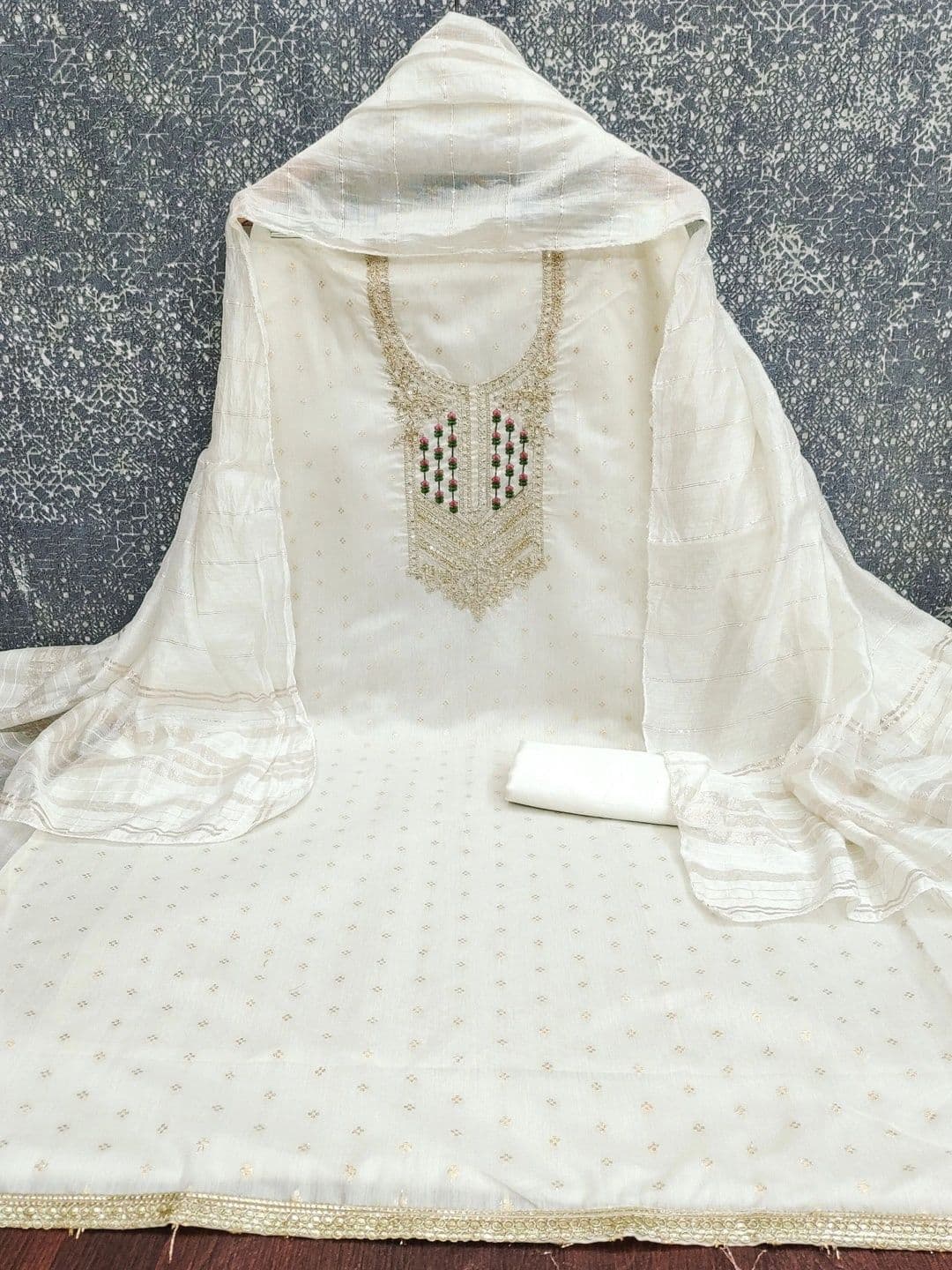 LeeliPeeri Designer Embroidered Unstitched Dress Material thumbnail 4