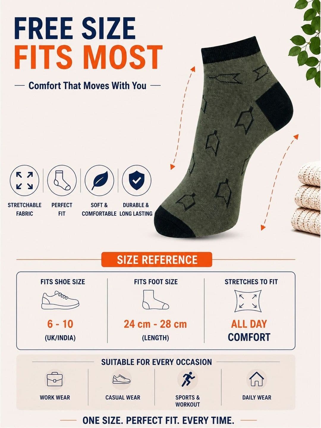 ADDOSSO Men Pack of 5 Cotton Assorted Patterned Ankle Length Socks thumbnail 4