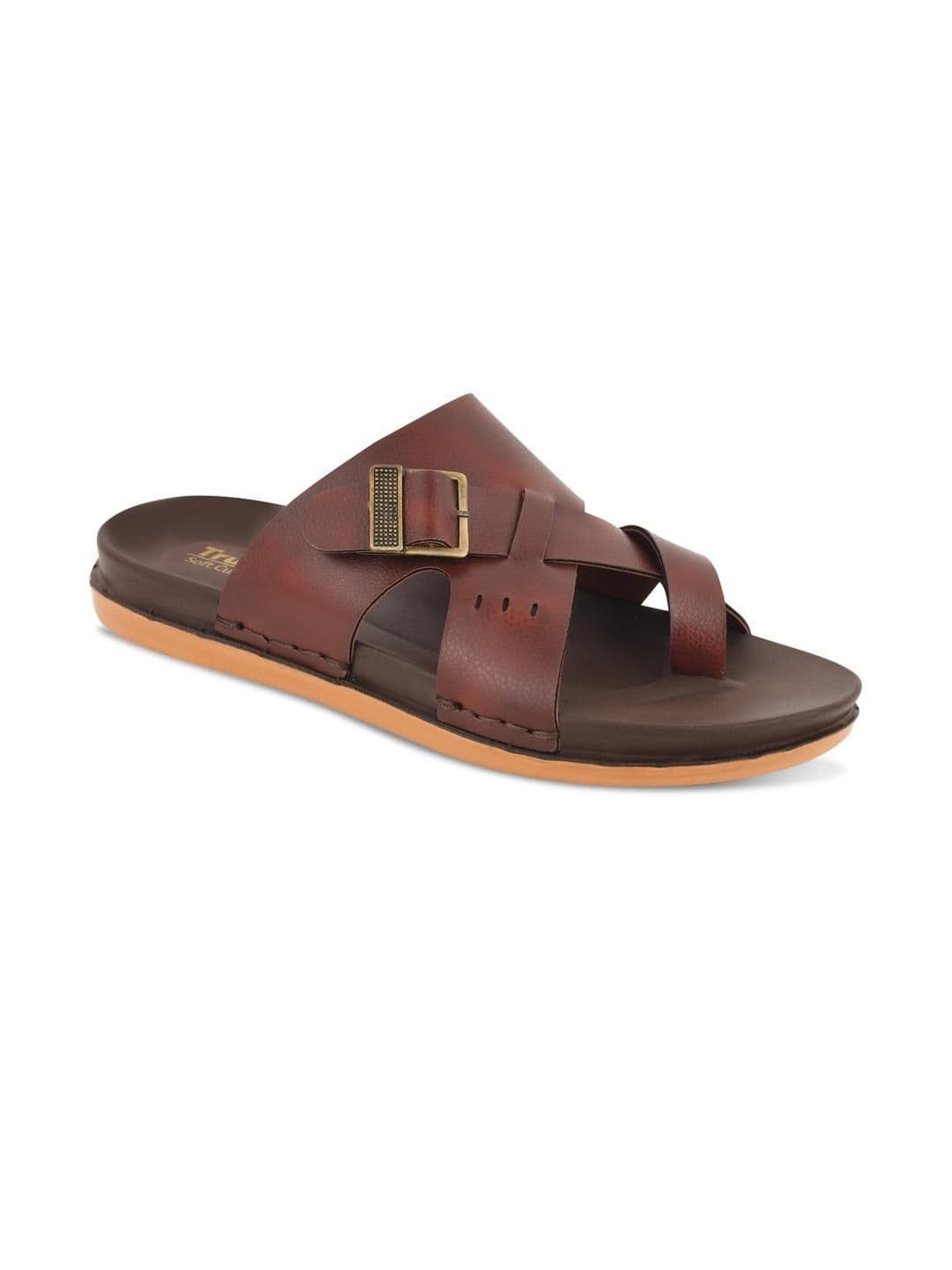 Trump Men Brown Solid Flip Flops thumbnail 2