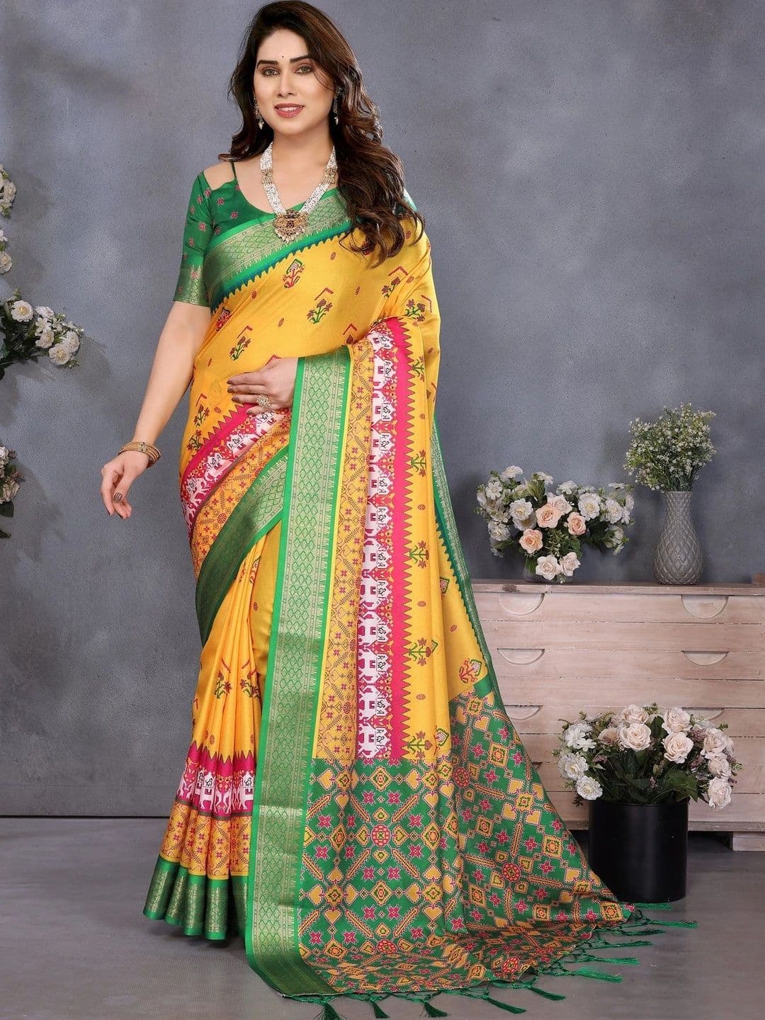VS MALL Kalamkari Zari Silk Cotton Saree - view 1