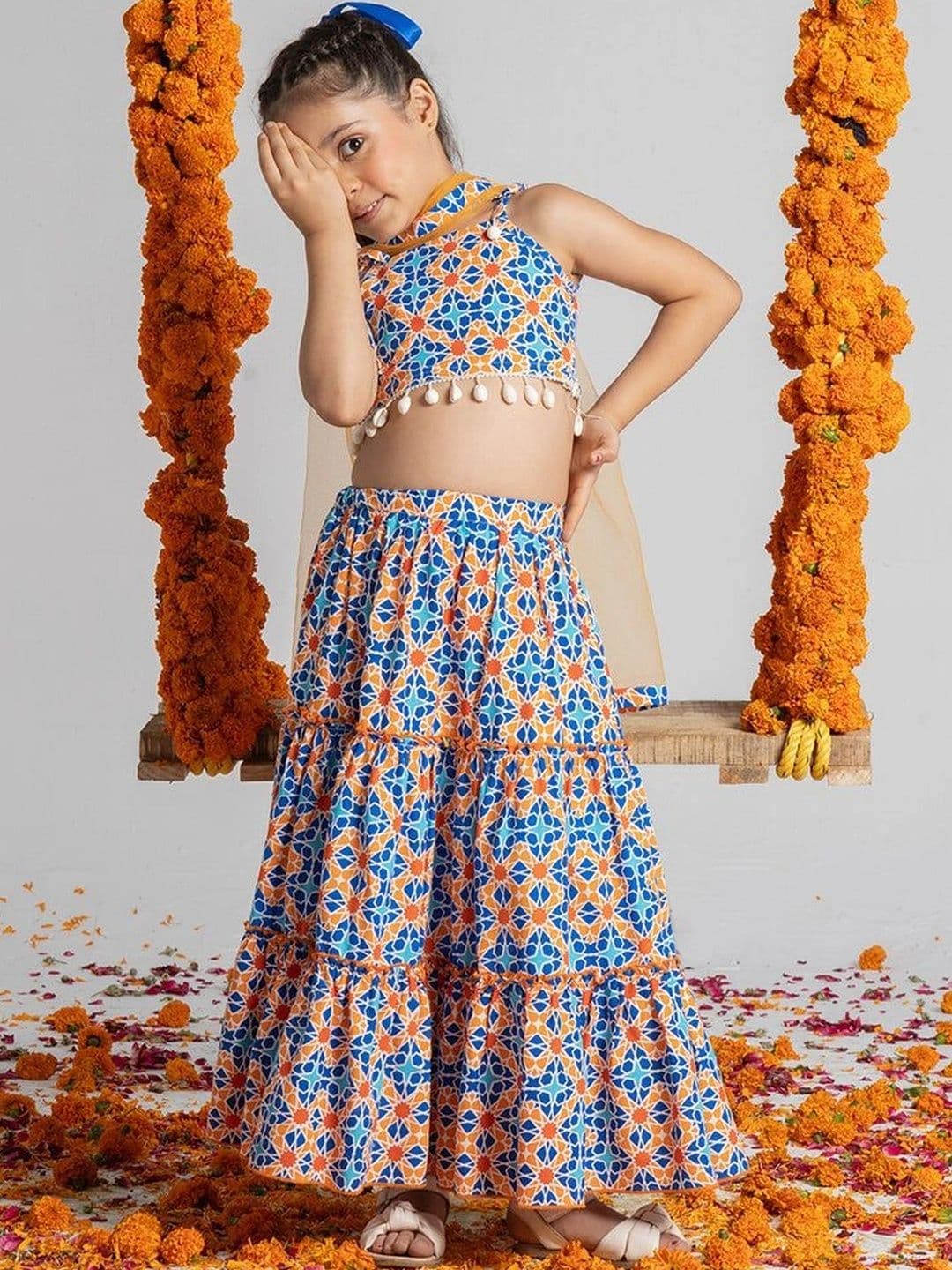 Sangria Girls Printed Ready to Wear Lehenga & Blouse With Dupatta thumbnail 3