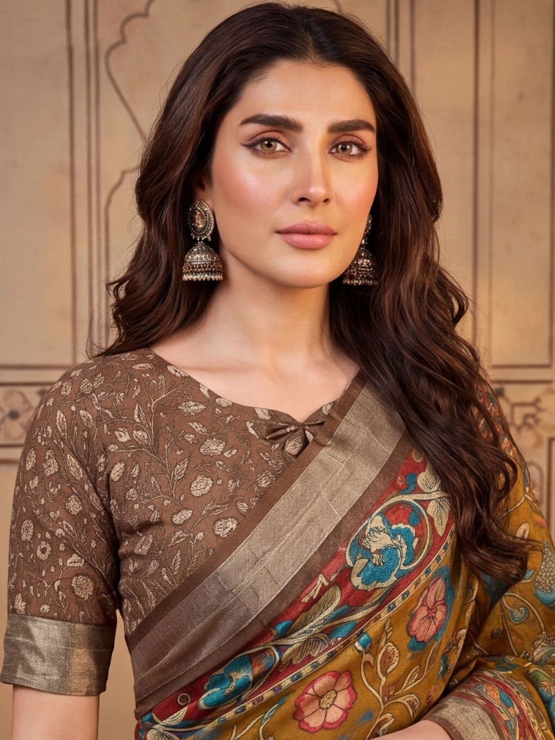 Mitera Kalamkari Zari Silk Cotton Designer Khadi Saree thumbnail 4