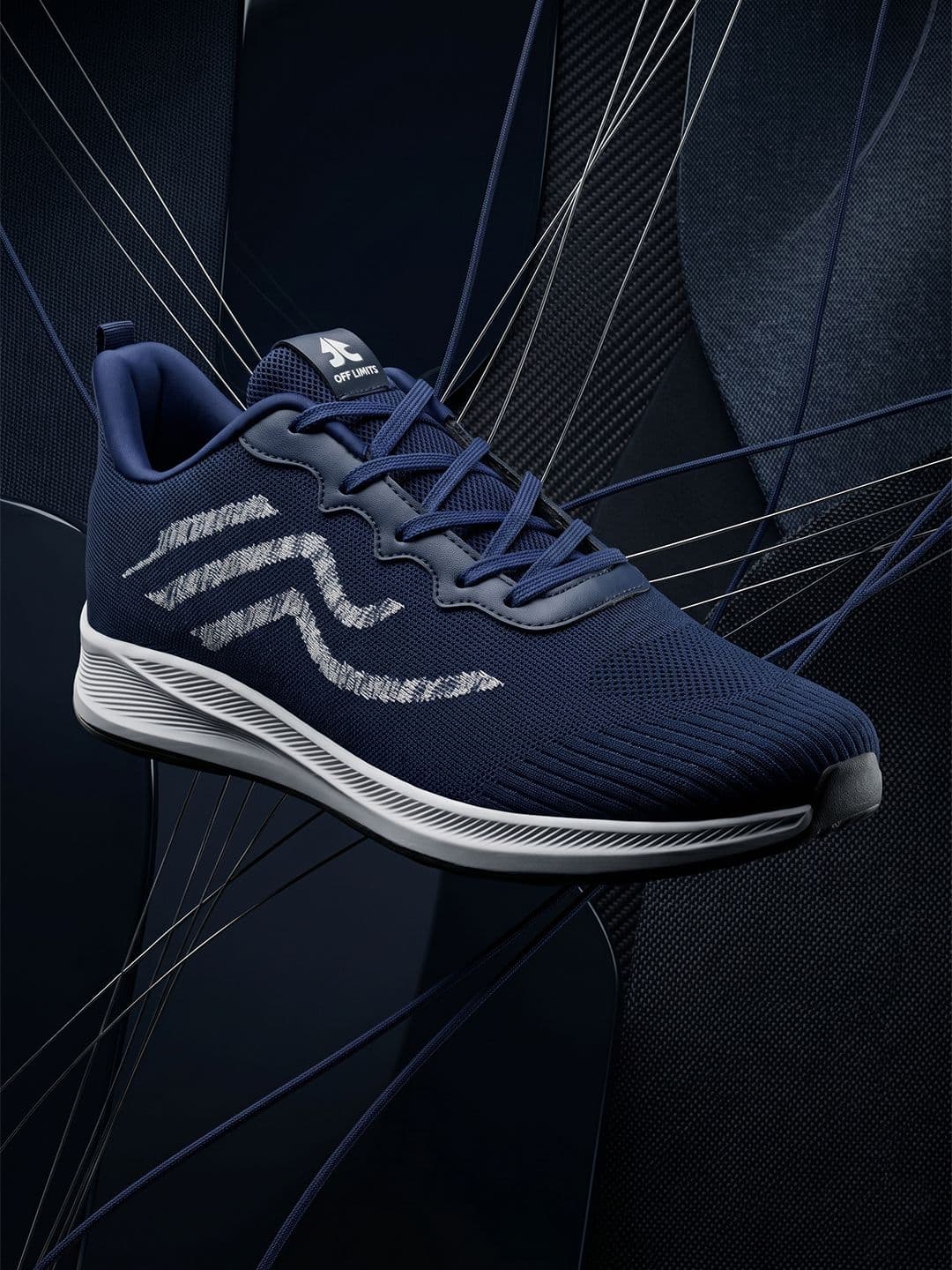 OFF LIMITS Men Blue Textured Mesh Non-Marking Running Sports Shoes - view 1