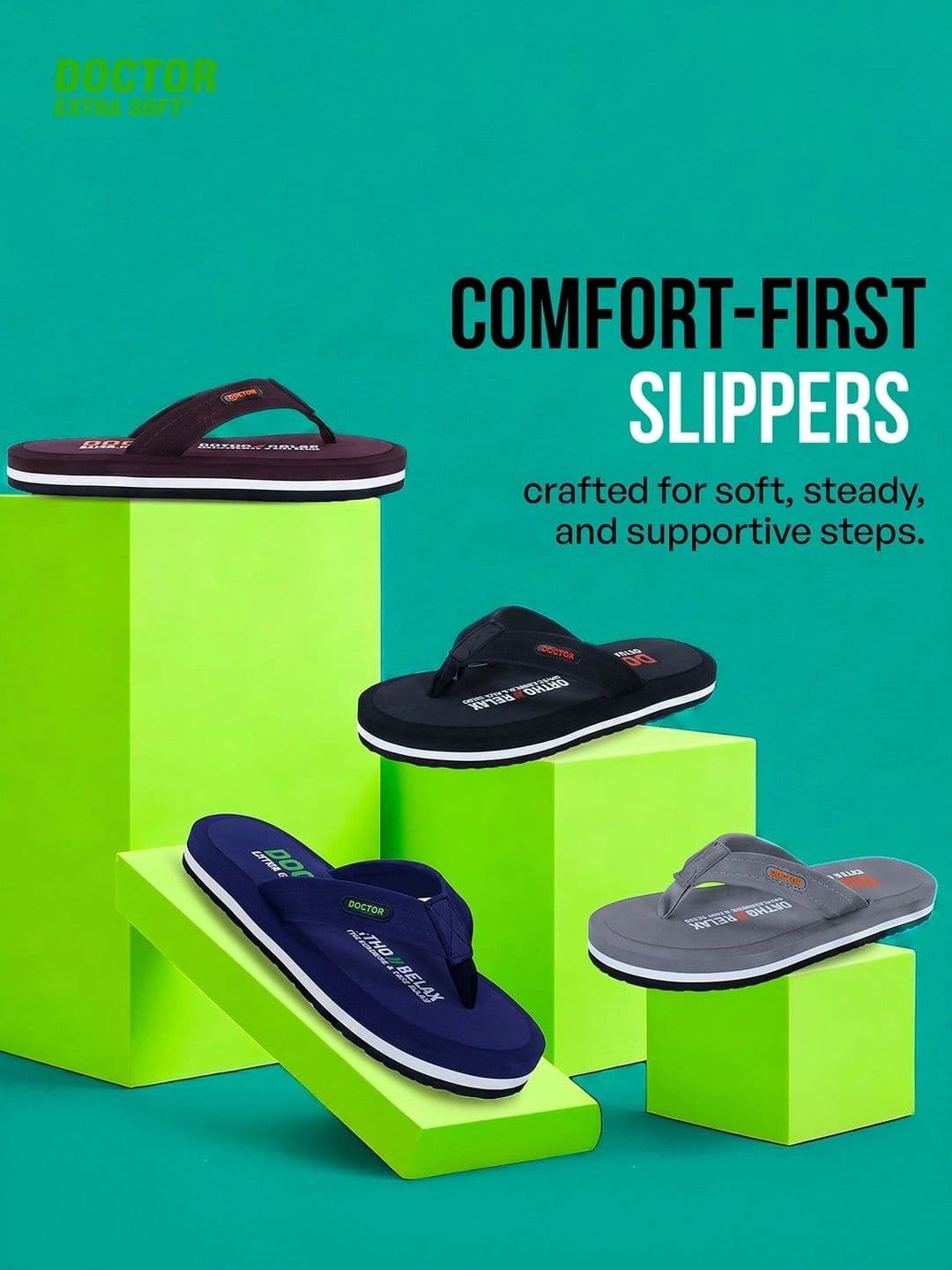 DOCTOR EXTRA SOFT Men Non-Allergenic Sweat Wicking Anti-Skid Thong Flip-Flops thumbnail 2