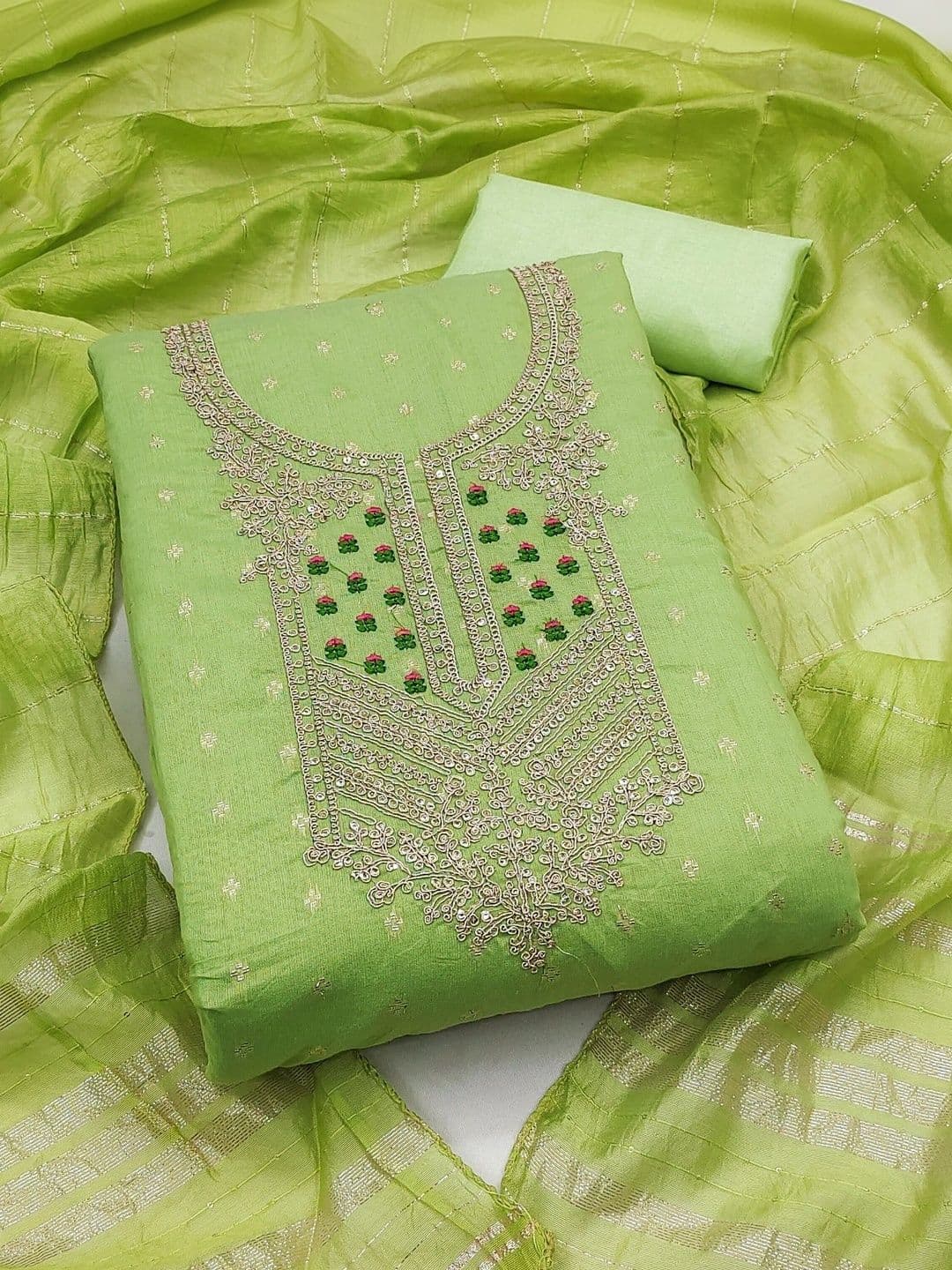 LeeliPeeri Designer Embroidered Unstitched Dress Material - view 1