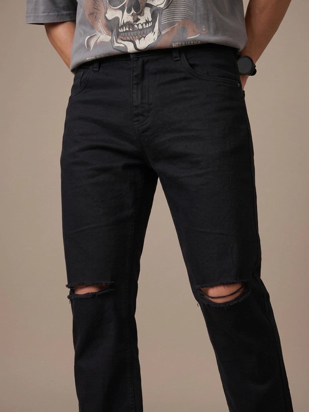 MaverIQ Men Classic Regular Fit Mid-Rise Highly Distressed Stretchable Jeans thumbnail 2