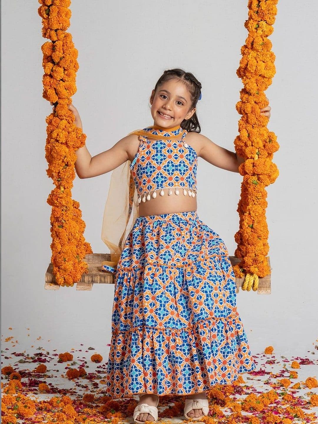 KALINI Girls Printed Ready to Wear Lehenga & Blouse With Dupatta - view 1