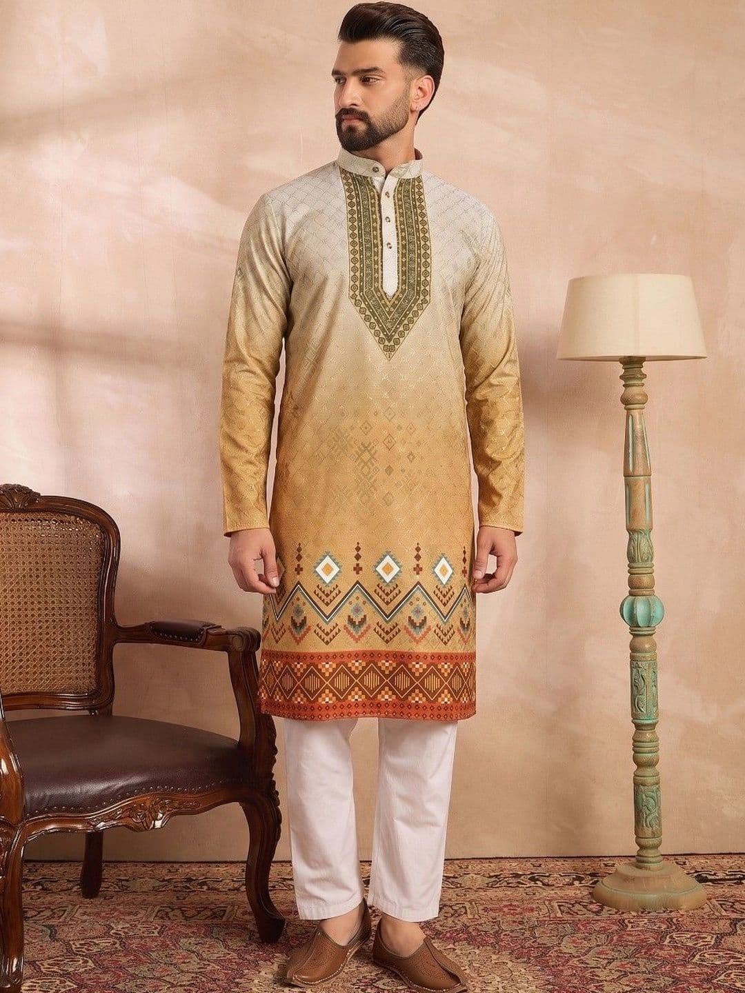 VELKYNOX Men Thread Work Kurta thumbnail 6