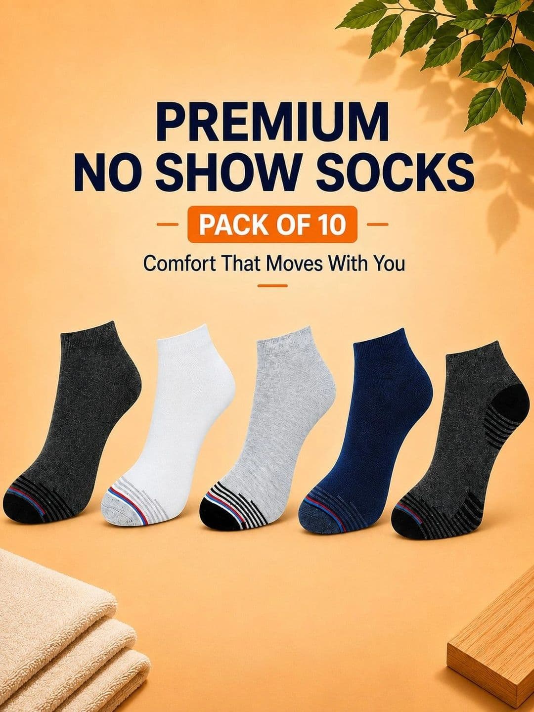ADDOSSO Men Pack of 10 Cotton Assorted Striped Ankle Length Socks thumbnail 3