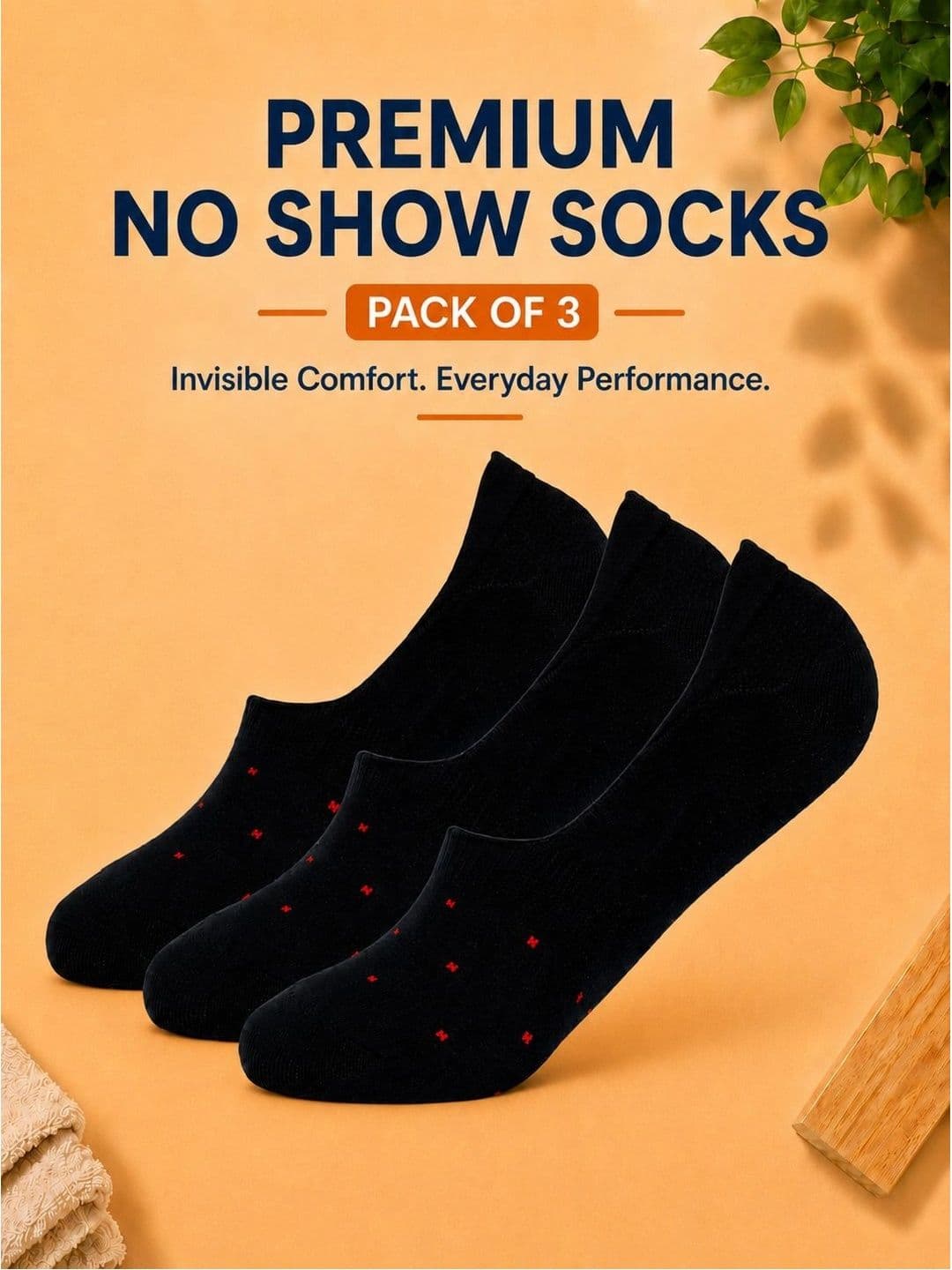 ADDOSSO Men Pack of 3 Cotton Assorted Patterned Shoe Liners Socks thumbnail 2