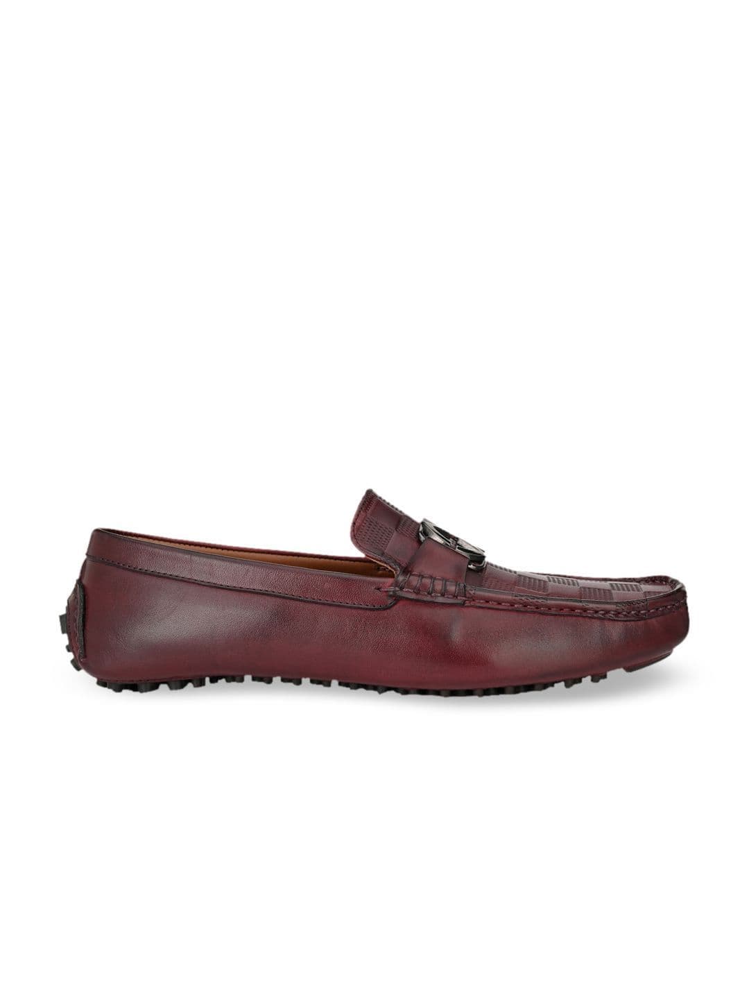 San Frissco Men Burgundy Coloured Textured Formal Loafers thumbnail 2