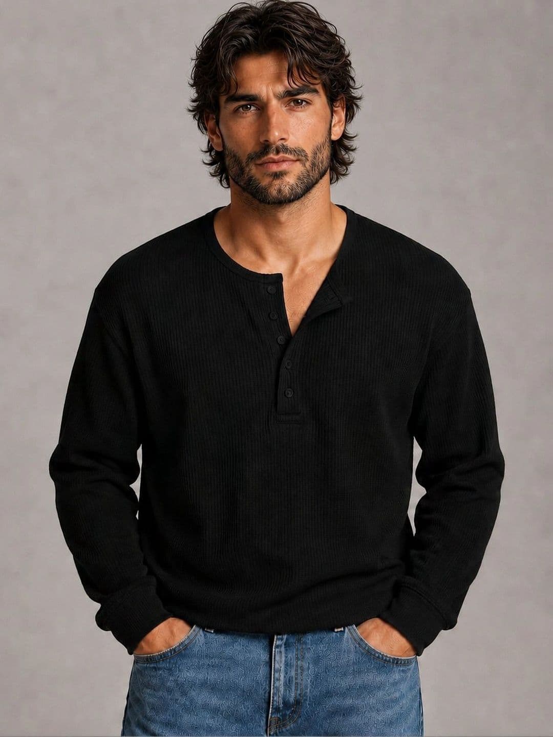 HOODLER Men Henley Neck T-shirt - view 1
